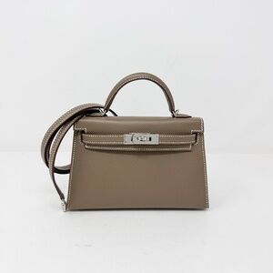 Hermès 2023 Etoupe Epsom Leather Sellier Mini Kelly